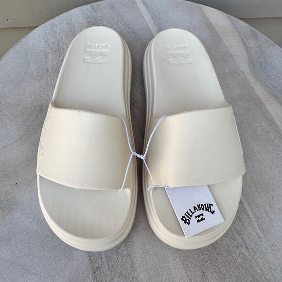 Billabong Cloud Mens Recovery Slides Size 6 Cream Cushioned Sandals New - Picture 2 of 12